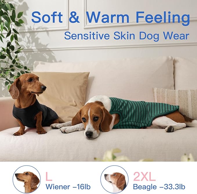 3 Pack Dog Fleece Sweater -Green-XS,Stretchy Pullover Vest | Warm Sweatshirt for Puppy Homewear,Soft Winter Shirt,Layering Under Jackets,Holiday Season Dog Clothes