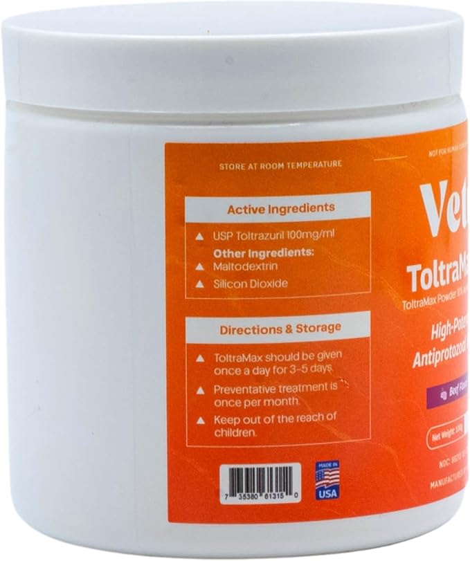 Vetr's Toltramax Toltrazuril Powder for Horses, Dogs, Cats, 100g (10.0%, Beef)