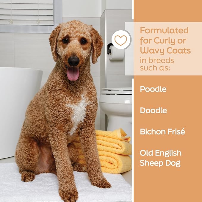 Hartz True Coat Curly or Wavy Coat Specific Dog Shampoo, Detangles & Conditions with Oat Milk, Coconut Oil & Shea Butter