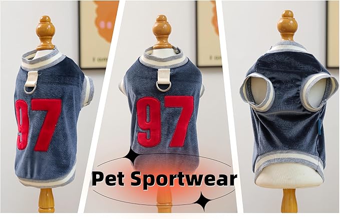Dog&Cat Jersey,Pet Clothes for Dogs&Cats，Number 97,Soft Warm Cotton Blend Sweatshirt for Fall&Winter, Breathable Cozy Pet Sports Shirt, Durable Outdoor Daily Wear (Blue, M)