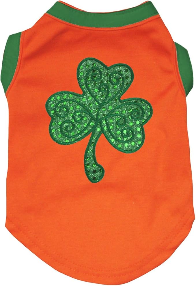 Petitebella Green Sequins Clover Puppy Dog Shirt (Orange, Large)