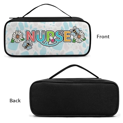 Gomyblomy Stethoscope Case with Extra Room for Nursing Accessories Bee Daisy Nurse Print Portable Stethoscope Holder Storage Bag with Handle for Nurses and Doctors, Universal Fit