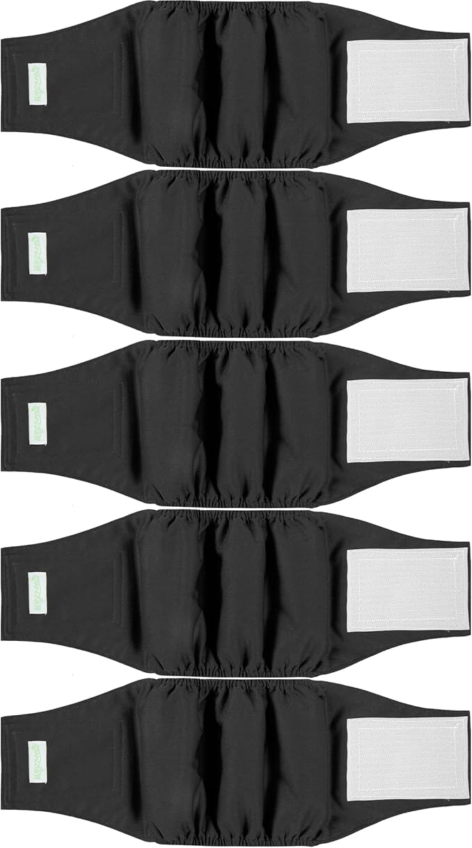 wegreeco Small Dog Diapers Male,Reusable Belly Bands for Male Dogs,Washable Doggie Puppy Male Diapers Wraps,Medium Large Size(5 Pack X-Small, Black)
