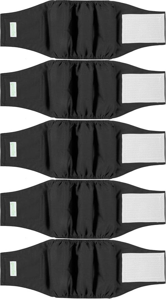 wegreeco Small Dog Diapers Male,Reusable Belly Bands for Male Dogs,Washable Doggie Puppy Male Diapers Wraps,Medium Large Size(5 Pack X-Small, Black)