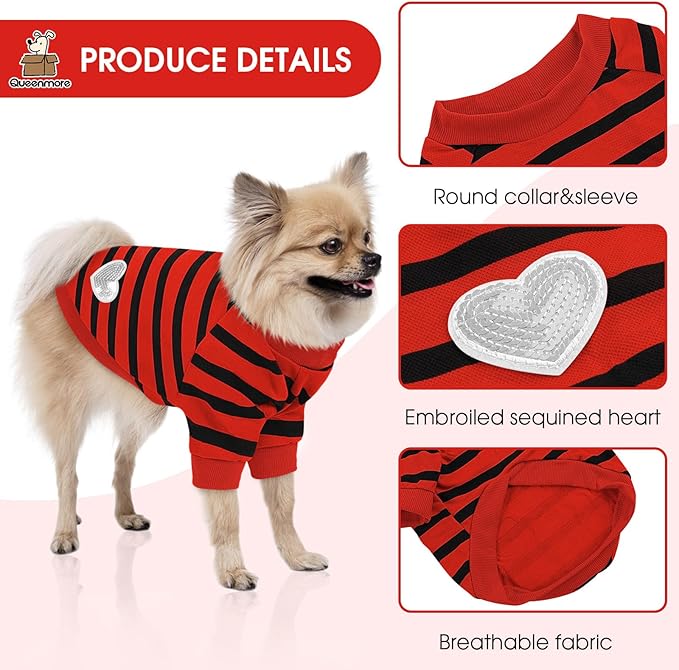 Queenmore Large Dog Shirt,Soft Breathable Dog Shirt for Dogs Cats Boy Girl,Pet Clothes for All Season,Breathable Lightweight Pet Tshirt for Frenchie, Dachshund, Yorkie