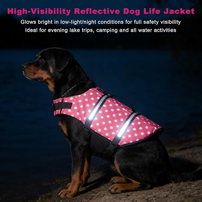 Doglay Dog Life Jacket, Dog Life Vest for Swimming Boating, Adjustable Puppy Life Jacket with Reflective Stripes, Superior Buoyancy Dog Swimming Vest for Small Medium and Large Dogs