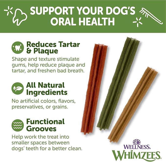 WHIMZEES Wellness Stix Dog Dental Treats, Extra Small Size Stick, (56 Count)