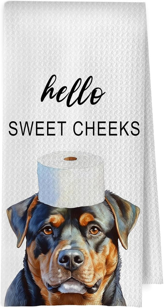 Funny Rottweiler Bathroom Towels - Rottweiler Decorative Waffle Weave Hand Towels for Toilet Bathroom, 16×24 Inches