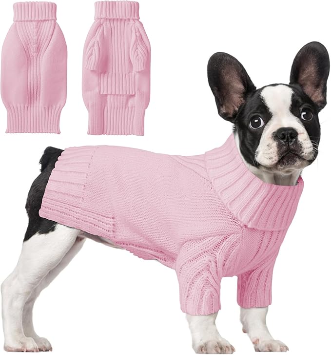 Dog Sweaters for Small Medium Large Dog, Classic Turtleneck Pet Clothes Warm Thermal Doggy Winter Coat, Thick Double Knitting Collar Pullover Cold Weather Puppy Jacket for Indoor & Outdoor Wear
