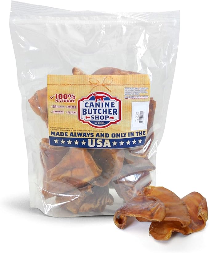Pig Ears for Dogs Large Made in USA, Sourced in USA Natural Dog Treats, Dog Chew Toys for Aggressive Chewers (18-Pack)