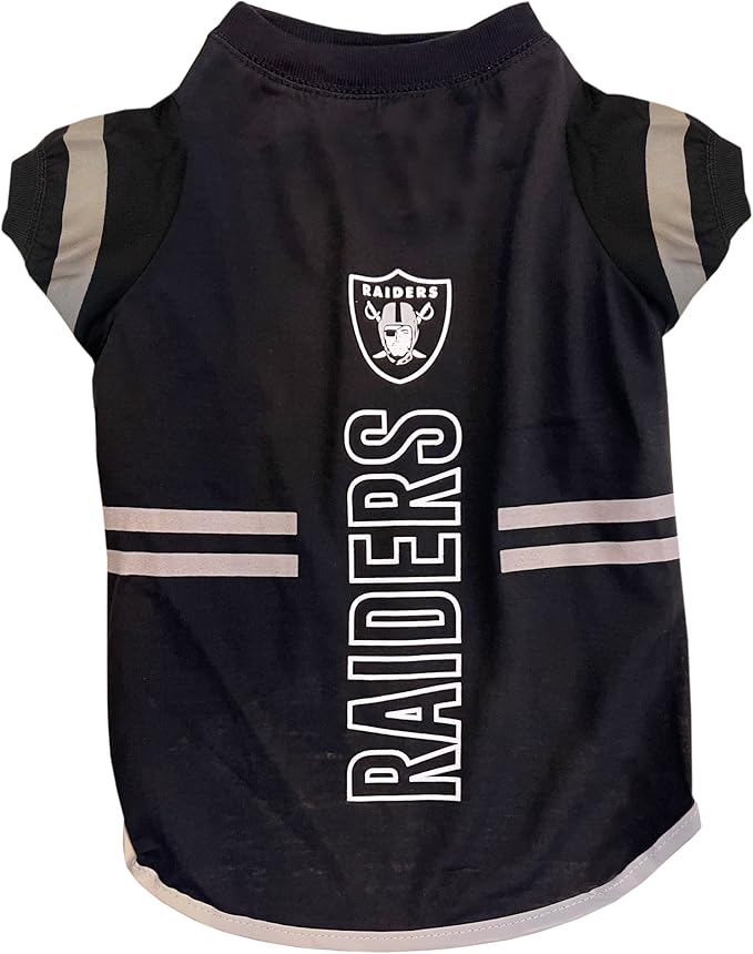 Pets First NFL Las Vegas Raiders Dog T-Shirt - Durable Sports PET TEE - 3 Sizes, NFL PET Outfit, Reflective TEE Shirt in Team Color, Cool Football Dog Tee