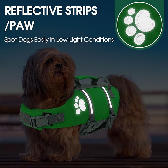 Queenmore Small Dog Life Jacket, Ripston Dog Life Vest, Small Dog Life Vests for Swimming, Safety Dog Swimming Vest with Handle, Dog Life Vest for Boating with Hook Pet Life Jacket for Swim Water Pool