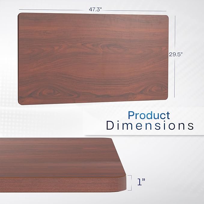 VIVO Universal 48 x 30 inch Solid One-Piece Table Top for Standard and Sit to Stand Height Adjustable Home and Office Desk Frames, Dark Walnut, DESK-TOP48-30D
