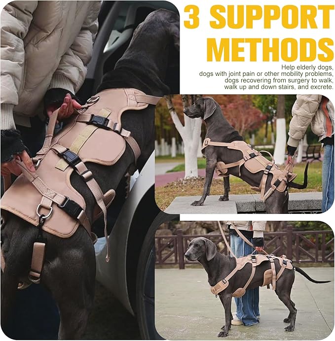 BINGPET Dog Lift Harness for Large Dogs,Full Body Support Rehabilitation Dog Sling Carrier with Handles,Reflective Multifunctional Mobility Assistance Vest for Senior Pets Joint Injuries,Arthritis,L