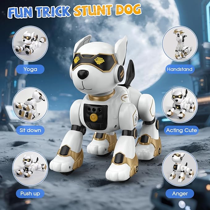 Robot Dog for Kids, Remote Control Dog with Voice Touch Interaction and lmitation Show, Programmable Gesture Sensing Dog Robot, Singing, Dancing, Talking, Smart Stunt Robot Dog Toy Gift for Boys Girls