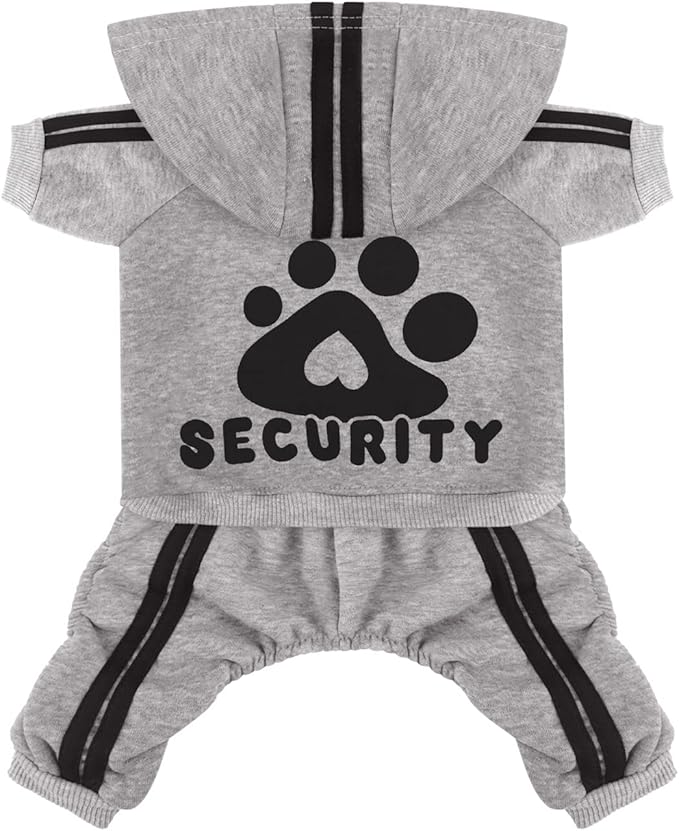 Dog Hoodie Security Clothes 4 Legs Jumpsuit Sweatshirt Soft & Warm Dog Outfit Pullover Dog Winter Clothes Sweater for Small Medium Large Dogs (Gray, X-Small)
