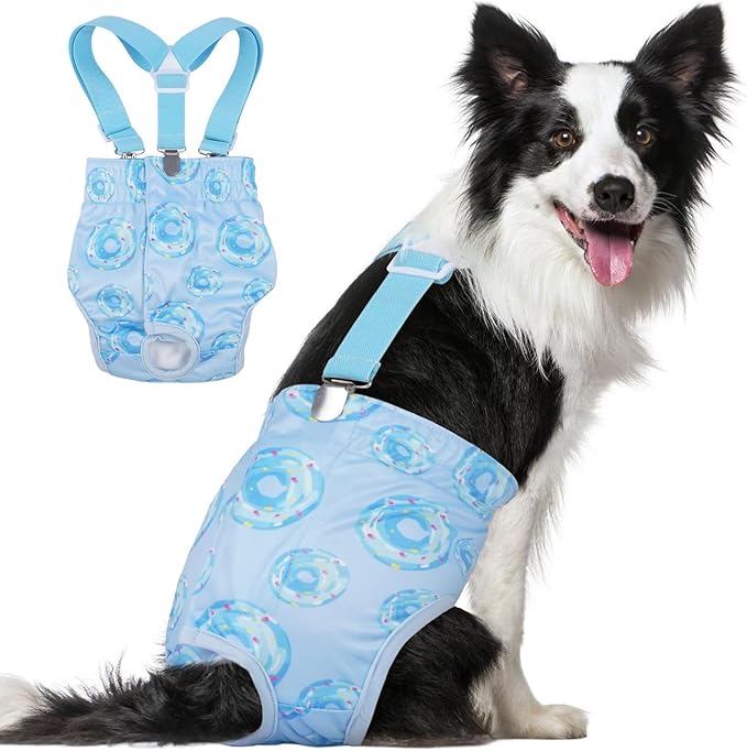 Reusable Female Dog Diapers with Suspender, Washable Dog Period Panties, Highly Absorbent Female Dogs Diapers for Heat Incontinence, 2X-Large