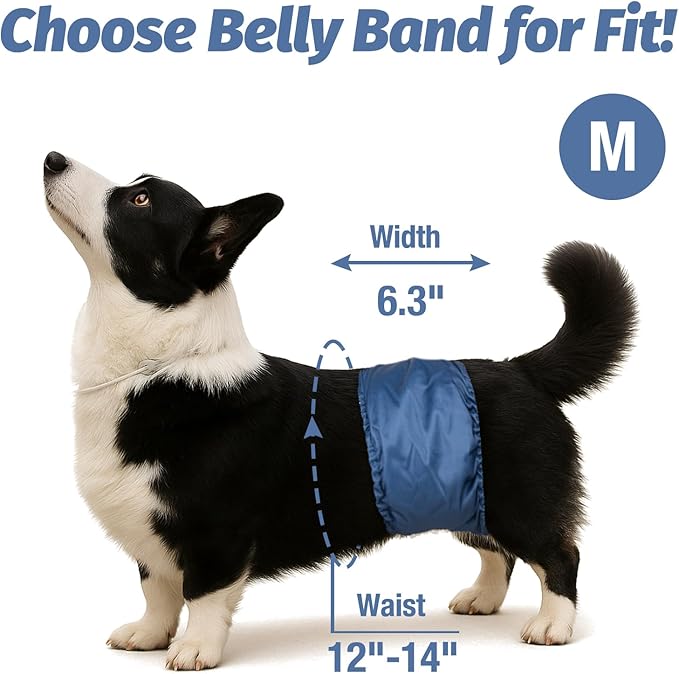 Pet Soft Dog Belly Band - 3 Packs Reusable Dog Diapers Male Doggy Diapers Wraps - Washable Dogs Belly Bands for Male Dogs (Classic, M)