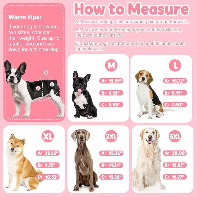 Reusable Female Dog Diapers with Suspender, Washable Dog Period Panties, Highly Absorbent Female Dogs Diapers for Heat Incontinence, 2X-Large