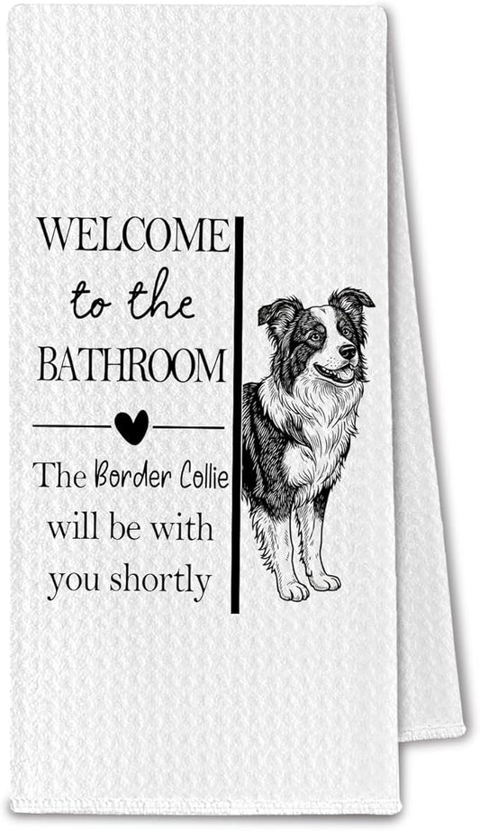 Border Collie Gifts Bathroom Hand Towels, Border Collie Dog Owner Lovers Gifts for Women, Funny Dog Decorative Hand Towel for Bathroom Kitchen Decor, 16x24 Inch