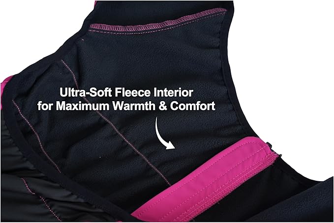 Winter Waterproof Dog Snowsuit – Full Body Outdoor Jacket with Leash Ring, Fleece Lining, Windproof Reflective 4-Leg Dog Coat for Small to Large Dogs Hot Pink L