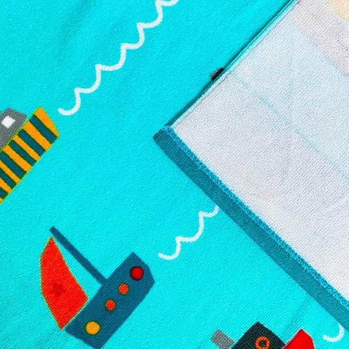 YIFONTIN Microfiber Beach Towels Velour Throw Blanket Super Soft Absorbent 27.5"x55" for Kids Bath Camping Sports Swimming Pool, Vessel.
