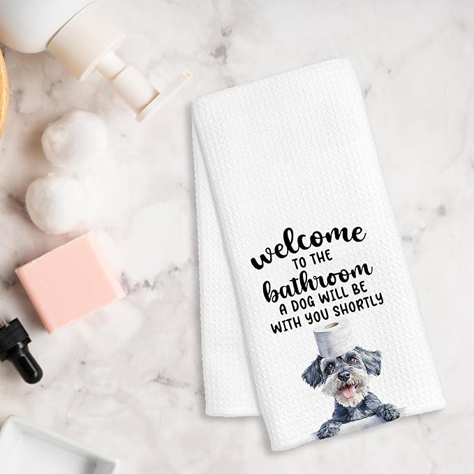 Funny Schnauzer Hand Towels for Bathroom Decor, Schnauzer Gifts for Women Men, Dog Lover Owner Gifts Decorative Hand Towels for Bathroom Restroom Room, 16x24 Inch