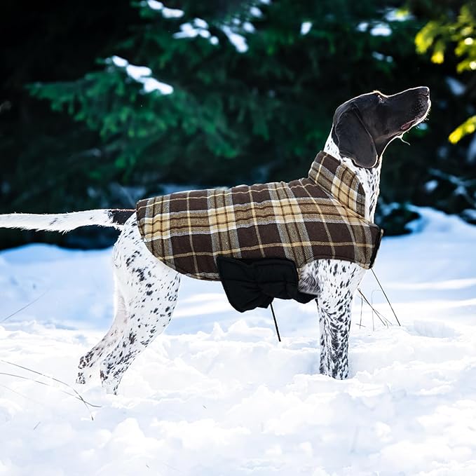 Kuoser Waterproof Dog Coat, Reversible Dog Jacket for Small Dogs, Adjustable Durable Doggie Winter Coat Warm Cozy Puppy Cold Weather Apparel from Small to Large Breed, New Brown S
