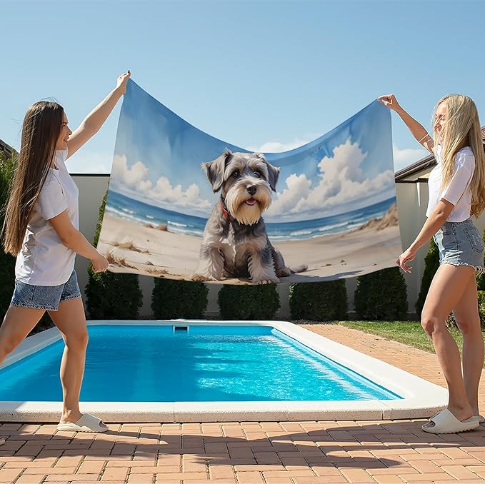 Schnauzer Dog Beach Towel, Schnauzer Gifts Pool Towels, Schnauzer Decor Sand Towel Large Bath Towels Gifts for Women Men, Schnauzer Gifts for Women, Mini Schnauzer Gifts, 29x60in