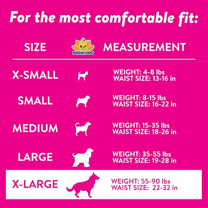 Bodhi Dog Disposable Female Dog Diapers - Super Absorbent Dog Diapers for Female Heat Cycle - Adjustable Fit Pee Wraps for Potty Training, Moisture Control & Wetness Indicator - Extra Large (20 Count)