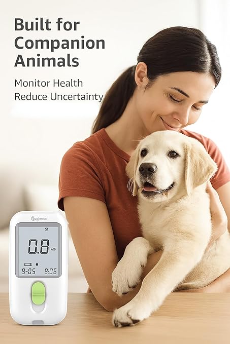 Veterinary Lactate & Pet Sugar Level Tracker for Dogs and Cats – Dual-Analyte Animal Health Reader – Fast Readouts, Micro Sample Volume – For Animal Use Only
