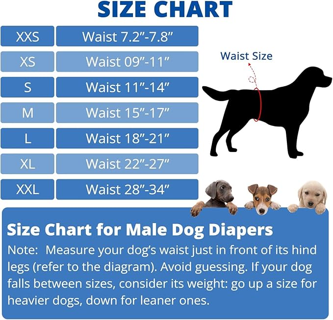 Paw Legend Washable Dogs Diapers Male Dog Belly Bands for Male Dogs Diapers Reusable Puppy & Doggie Diapers Male (3 Pack, Small)