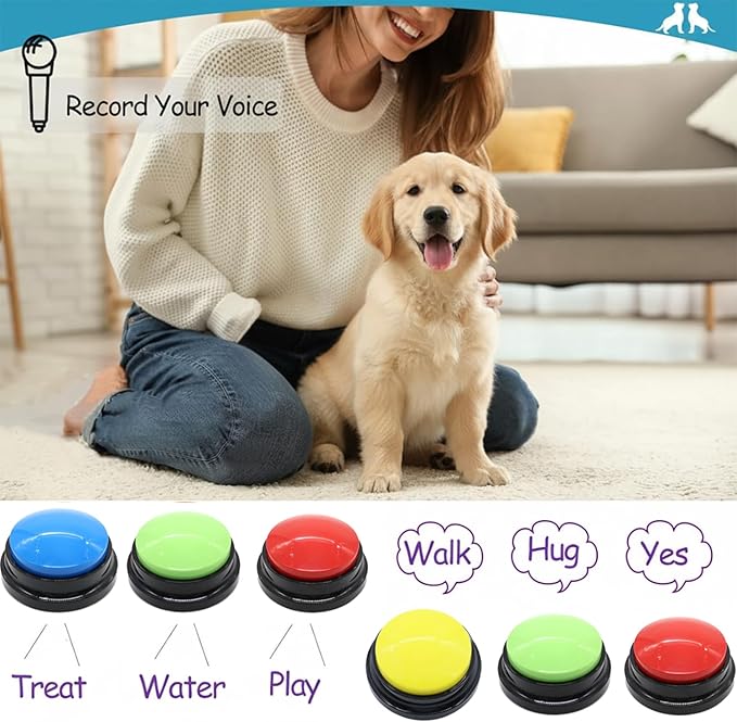 8 Pieces Voice Recording Button for Dog Voice Recording Clicker for Cat Colorful Dog Buttons for Communication 30 Second Record & Playback Pet Talking Trainin Buttons Funny Gifts for Pet