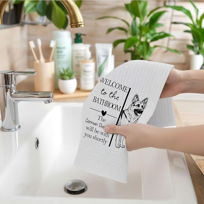 German Shepherd Gifts Bathroom Hand Towels, German Shepherd Dog GSD Owner Lovers Gifts for Women, Funny Dog Decorative Hand Towel for Bathroom Kitchen Decor, 16x24 Inch