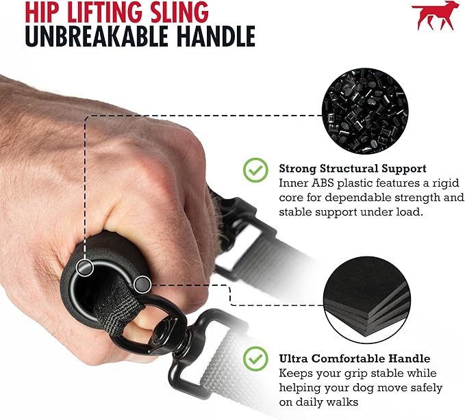 Tuff Pupper Dog Sling Hip Harness | Rear Lift Support for Senior & Injured Dogs | Adjustable Mobility Aid | Strong Padded Handle | Comfortable Design | Hip & Hind Leg Assistance (Large, Female)