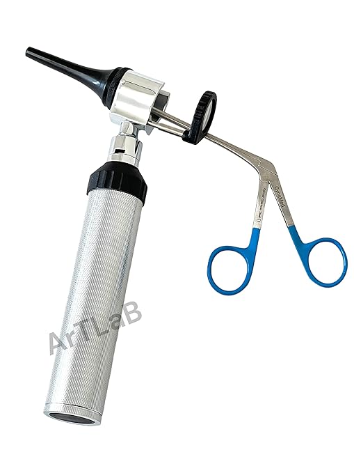 ArtLaB-Premium Veterinary Otoscope Set Kit Veterinary Diagnostic Set Instrument with Reusable Ear Speculas Set -Veterinary Diagnostic Otoscope Set and Hartman Speculum (Zipper Vet Slit Head Otoscope)