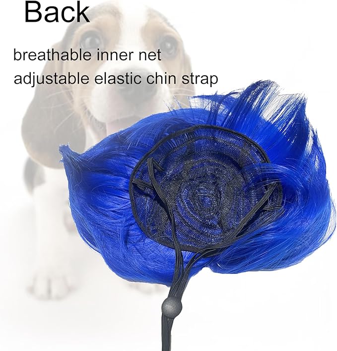 Funny Dog Wig Pet Costumes,Kediciz Cat Costume Synthetic Hairpiece Cosplay Wigs, Headwear for Halloween Christmas Festivals Party Decor, Fancy Dress,Adjustbale Size,Blue Straight