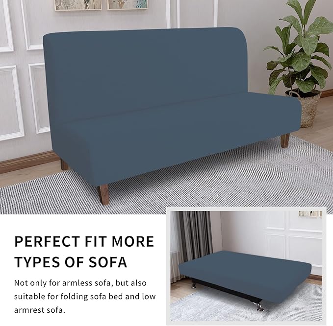 Easy-Going 100% Waterproof Futon Cover, Dual Waterproof Couch Cover for Futon, Stretch Jacquard Sofa Cover, Leakproof Furniture Protector for Kids, Pets, Dog and Cat (Medium, Bluestone)