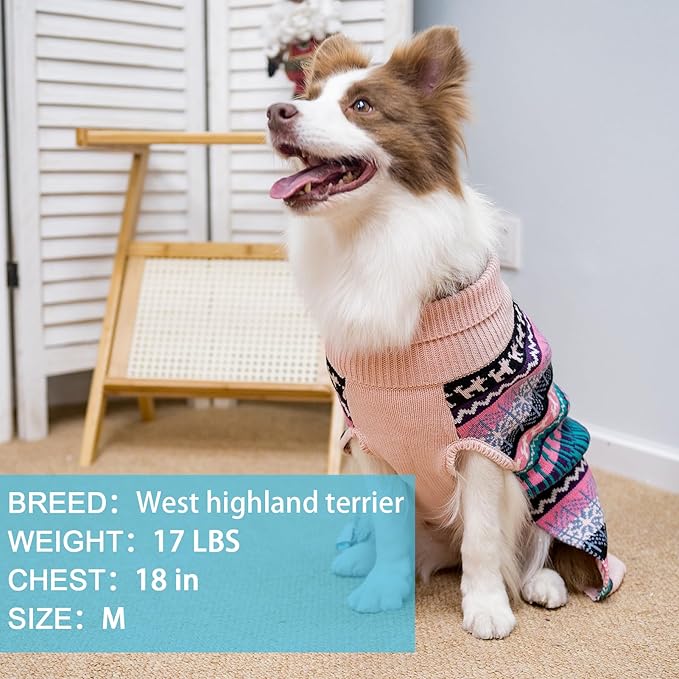 Dog Sweater - Winter Coat Apparel Clothes with Colorful Stripes for Cold Weather