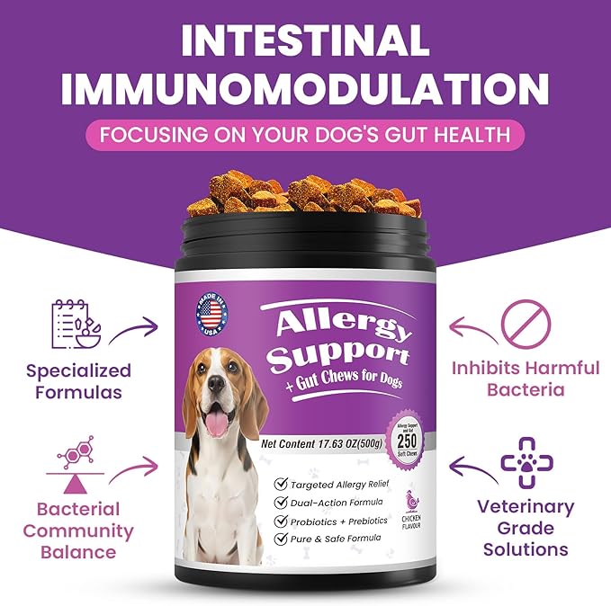 Dog Allergy Chews for Immune Support,500 PCs Formula Supports Skin Health, Relieve Itching Improve Digestion, Allergy and Immune for Dogs