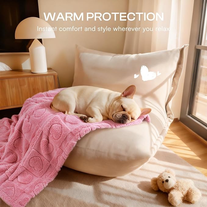 Luciphia 1 Pack 2 Small Dog Blanket Washable Pet Bed Cover Soft Fluffy Puppy Blanket with Premium Fleece 300GSM Cozy Calming Cat Blankets for Indoor Cats Pink 41x31 inch