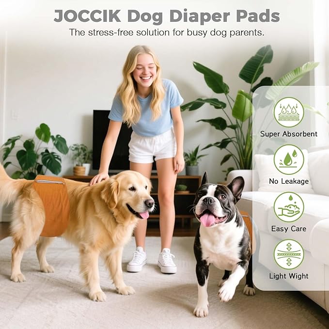 Dog Diaper Liners, 150 Count, Super Absorbent Booster Pads for Male and Female Dogs, Ultra-Thin and Breathable, Long