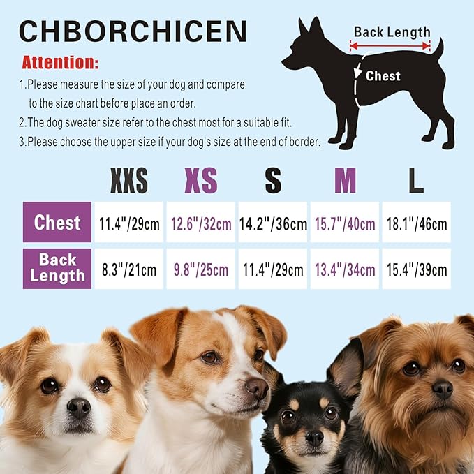 CHBORCHICEN Pet Dog Sweaters Classic Knitwear Turtleneck Winter Warm Puppy Clothing Cute Strawberry and Heart Doggie Sweater (M, Dress-Sky Blue)