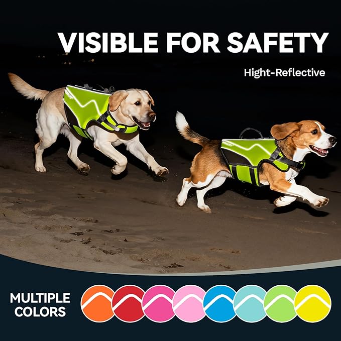 VIVAGLORY Neoprene Dog Life Vest, Dog Life Jacket for Swimming & Boating, Lightweight & Buoyancy for Puppy Doggy, Swimming Vest with Handle, S, Bright Yellow