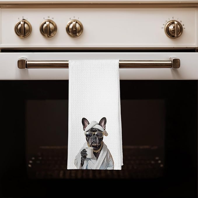 Funny French Bulldog Bathroom Hand Towels, Frenchie Mom Gifts, Dog Bathroom Decor, French Bulldog Gifts Decorative Hand Towels for Bath Room Washroom Spa Gym, 16x24 Inches
