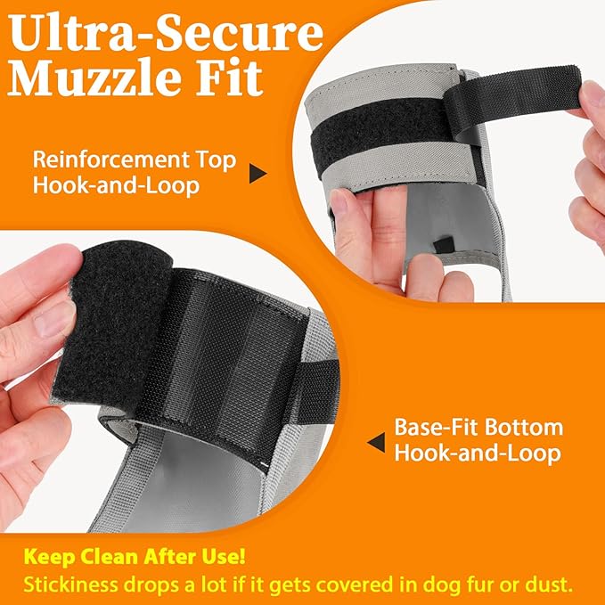 Mayerzon Dog Muzzle for Large Medium Small Dogs, Adjustable Fit, Soft & Sturdy Fabric, Prevents Fierce Barking Biting Chewing, Ideal for Grooming Walking Vet Visits, Allows to Pant Drink (Grey, M)