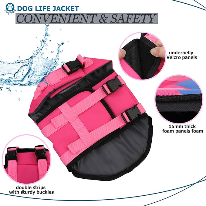 Fragralley Dog Life Jacket Shark, Dog Life Vest Adjustable Ripstop, Puppy Swimming Safety Vest with Superior Buoyancy & Rescue Handle for Small Medium Large Dogs, Swim, Pool, Beach, Boating