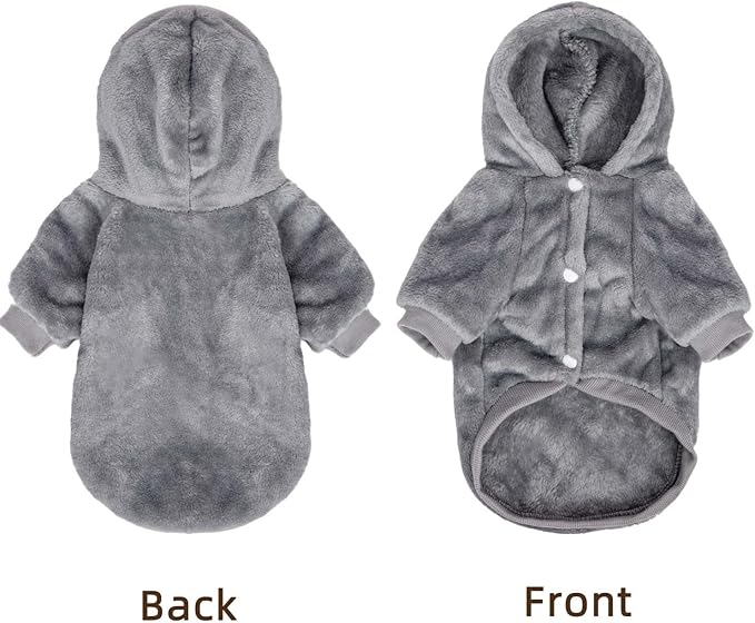 FabriCastle Dog Hoodie Sweater for Small Dogs Boy and Girl, Dog Clothes XS XXS Puppy Sweatshirt, Pet Outfit, Cat Clothing Super Soft Warm Snap On Closure (Light Grey, Large)
