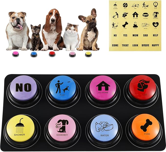 8Pcs Dog Buttons for Communication Voice, Recording Button Dogs for Words Talking and Answer, 30 Seconds Buttons Personalized Sound Answering Buzzer Best Toys fit Dog Tranning(8pcs)