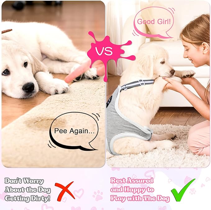 Nuanchu 3 Pcs Female Dog Diaper Sanitary Panties with Adjustable Suspender, Washable Reusable Doggie Diapers for Small Medium Large Dog in Heat Period Menstrual Pet Cats Ducks(Animal Pattern,M)